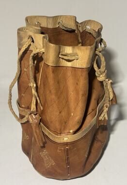 Vintage 1960's Moroccan Drawstring Hand Bag Purse Hobo Leather Handbag